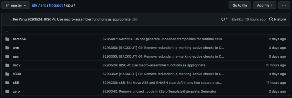 Screenshot: JVMbytecode on GitHub